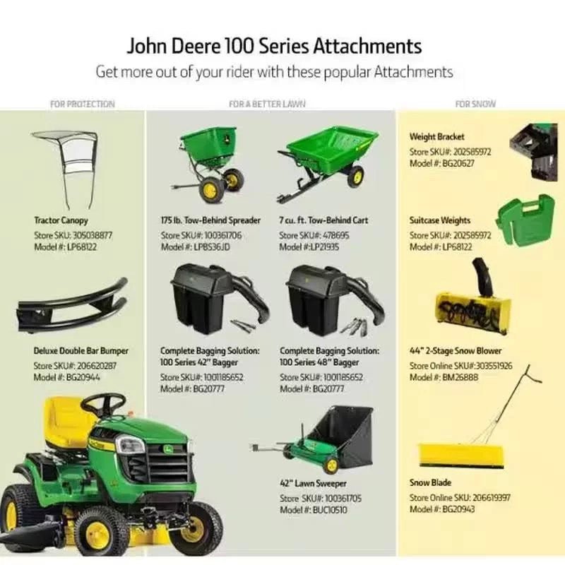 John Deere S100 17.5 HP Gas Hydrostatic Riding Lawn Tractor – 42-Inch Cutting Deck - UniongearworksRiding Lawn MowersuniongearworksUniongearworksUGW-HDW-PLIERS-004John Deere S100 17.5 HP Gas Hydrostatic Riding Lawn Tractor – 42-Inch Cutting Deck756489745300