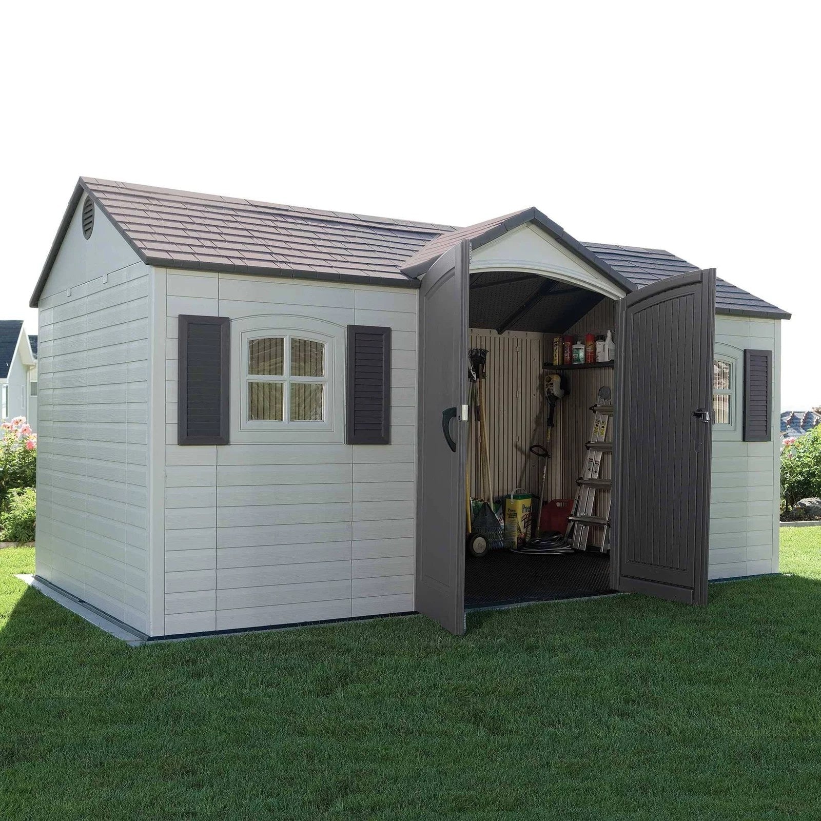 Lifetime 15 ft x 8 ft Large Outdoor Storage Shed – Heavy-Duty Resin Garden Shed - UniongearworksGarden ShedsuniongearworksUniongearworksUGW-AUT-JACK-016Lifetime 15 ft x 8 ft Large Outdoor Storage Shed – Heavy-Duty Resin Garden Shed049174064465