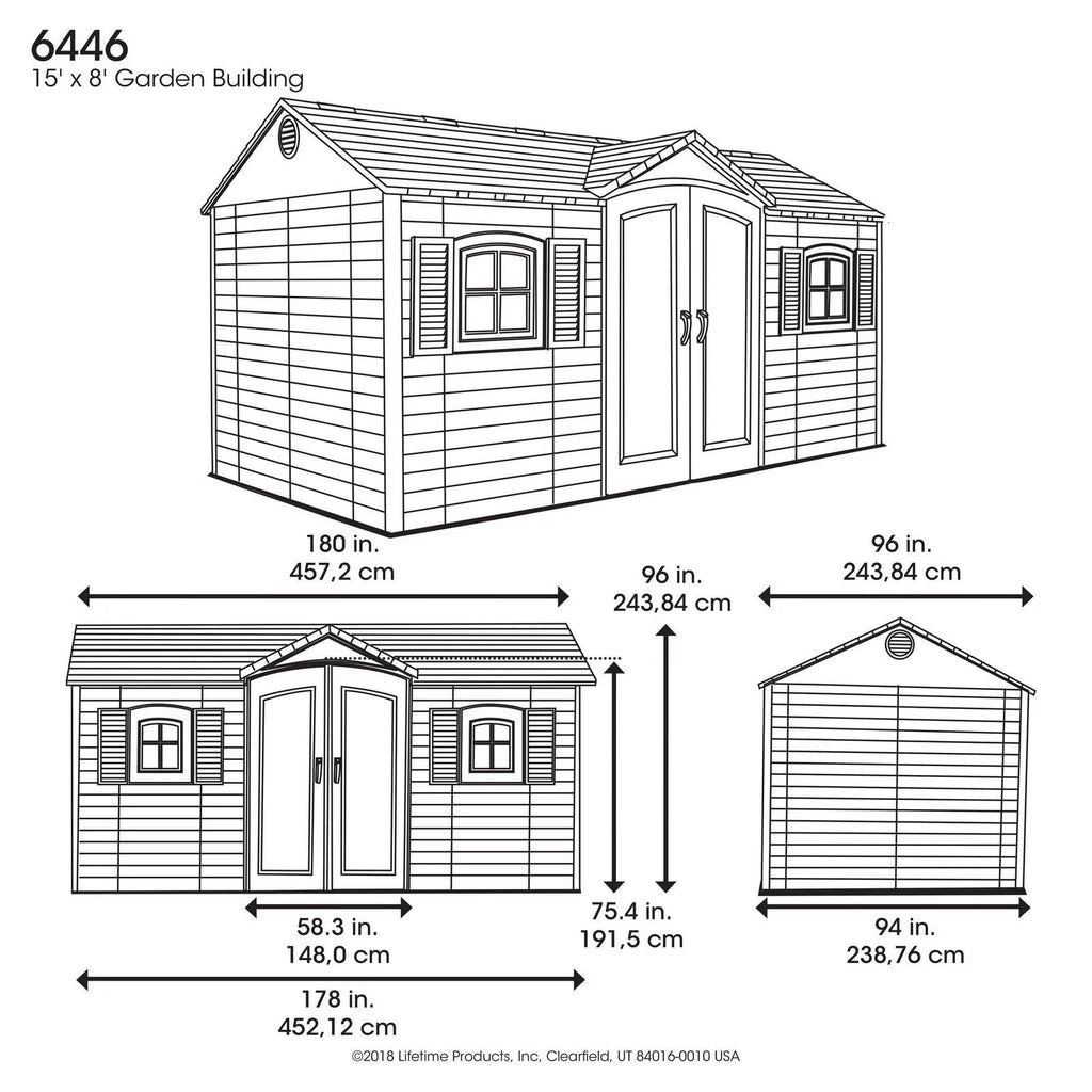 Lifetime 15 ft x 8 ft Large Outdoor Storage Shed – Heavy-Duty Resin Garden Shed - UniongearworksGarden ShedsuniongearworksUniongearworksUGW-AUT-JACK-016Lifetime 15 ft x 8 ft Large Outdoor Storage Shed – Heavy-Duty Resin Garden Shed049174064465